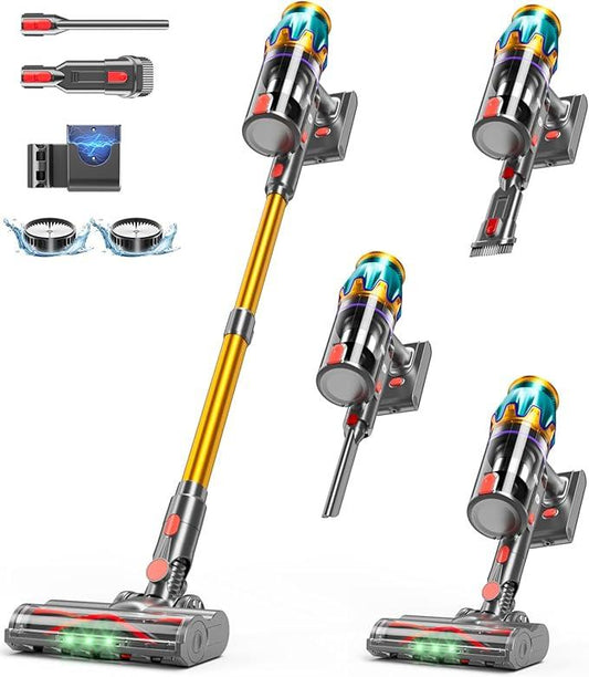 Cordless Vacuum Cleaner, 580W 48KPA 70Mins Vacuum Cleaners for Home, Cordless Stick Vacuum with Touch Screen, Anti-Tangle & Wall Mount Charge, Wireless Vacumm for Home/Pet Hair/Carpets/Floors - NeatNest