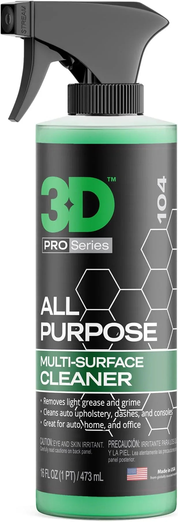 3D All Purpose Cleaner – High-Performance Interior & Exterior Car Cleaner for Vinyl, Leather, Plastic, Fabric, Carpet & More - 16 oz - NeatNest