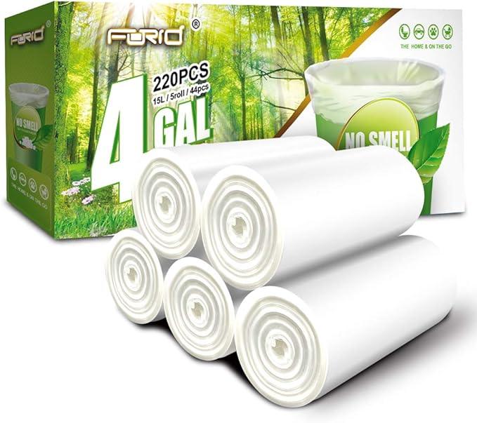FORID Clear Small Trash Bags - 4 Gallon Garbage Bags Wastebasket Bin Liners 220 Count Plastic Trash Bags for Bathroom Bedroom Office Trash Can - NeatNest