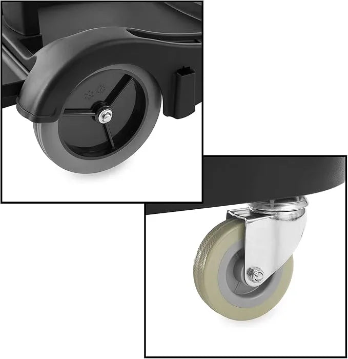 Dryser Commercial Janitorial Cleaning Cart on Wheels - Black Housekeeping Caddy with Cover, Shelves and Vinyl Bag - NeatNest