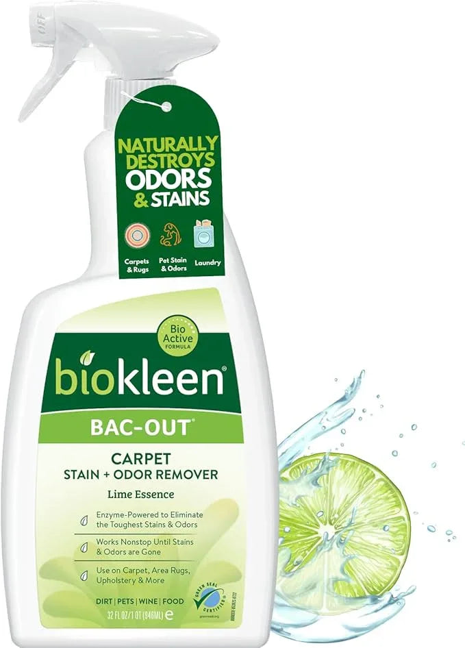 Biokleen Bac-Out Enzyme Stain Remover - 32 Ounce - Natural Foam Spray, Destroys Stains & Odors Safely, for Pet Stains, Laundry, Diapers, Wine, Carpets, Eco-Friendly, Non-Toxic, Plant-Based - NeatNest