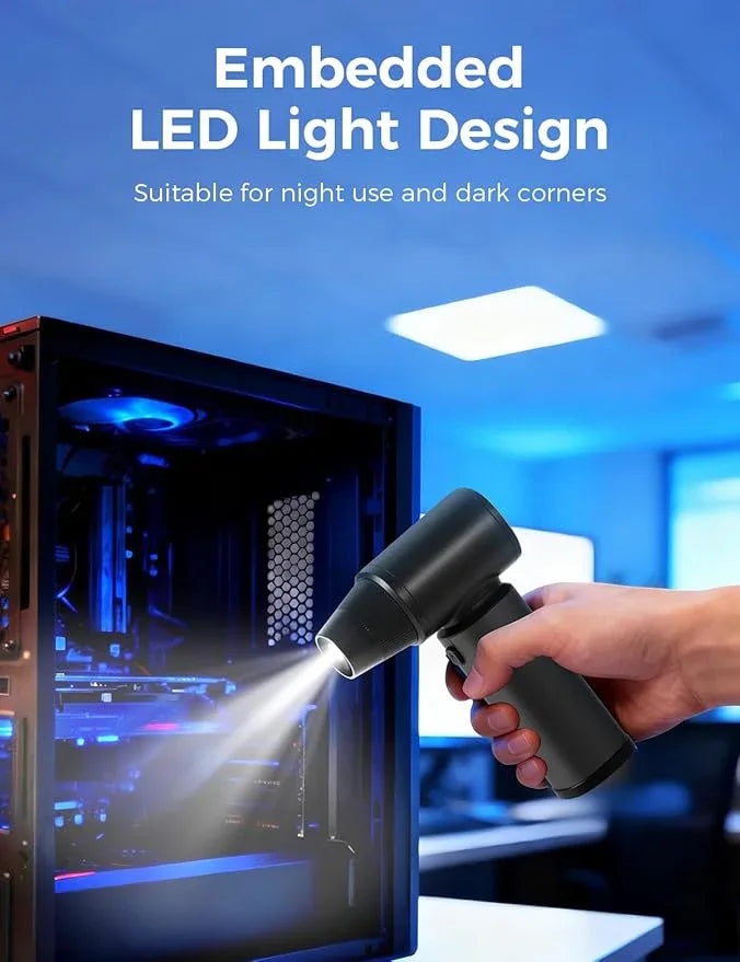 Compressed Air Duster-180000RPM Electric Air Duster Rechargeable Brushless Motor, Stepless Speed/3-Gear Adjustable Mini Blower Cordless with LED Light, Dust Blower for Computer, House, Outdoor, Car - NeatNest