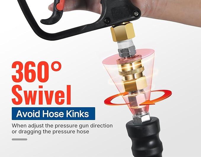 YAMATIC 3/8" Pressure Washer Hose 50 FT 4200 PSI for Hot/Cold Water, Kink Resistant Swivel 3/8" & M22-14 Quick Connection Wear Resistant Industry Grade Compatible with Most Power Washer - NeatNest