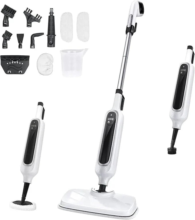 12-in-1 Steam Mop, Detachable Handheld Steam Cleaner for Home, 23FT Cord, 3 Steam Modes & LED Display, Steam Mops for Floor Cleaning, Bathroom, Windows, Sofas, Clothes, Tile Grout, Carpets, Furniture - NeatNest
