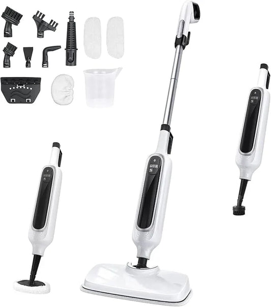 12-in-1 Steam Mop, Detachable Handheld Steam Cleaner for Home, 23FT Cord, 3 Steam Modes & LED Display, Steam Mops for Floor Cleaning, Bathroom, Windows, Sofas, Clothes, Tile Grout, Carpets, Furniture - NeatNest