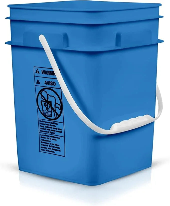 House Naturals 4 Gallon Square Food Grade Bucket Pail with Plastic Handles and Lid (Pack of 3) Made in USA containers (Blue) - NeatNest