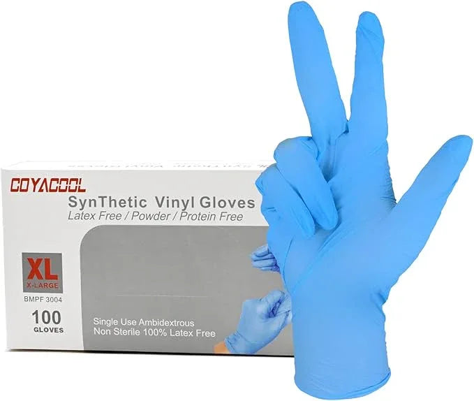 Disposable Gloves X-Large, Nitrile and Vinyl Blend Material Gloves, Latex Free 4 Mil 100 Pc Food Grade Glove for Cleaning, Food Prep, Hair Dye, Tattoo, Blue - NeatNest