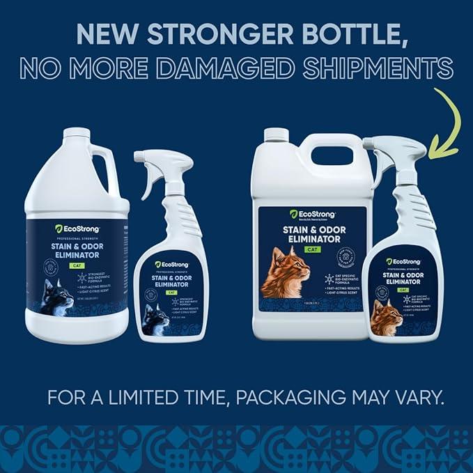 Eco Strong Cat Stain and Odor Remover| Enzyme Urine Odor Neutralizer - Stain Remover for Carpet, Litter Boxes, Bedding, and Laundry [160 Fl Oz Bundle] - NeatNest