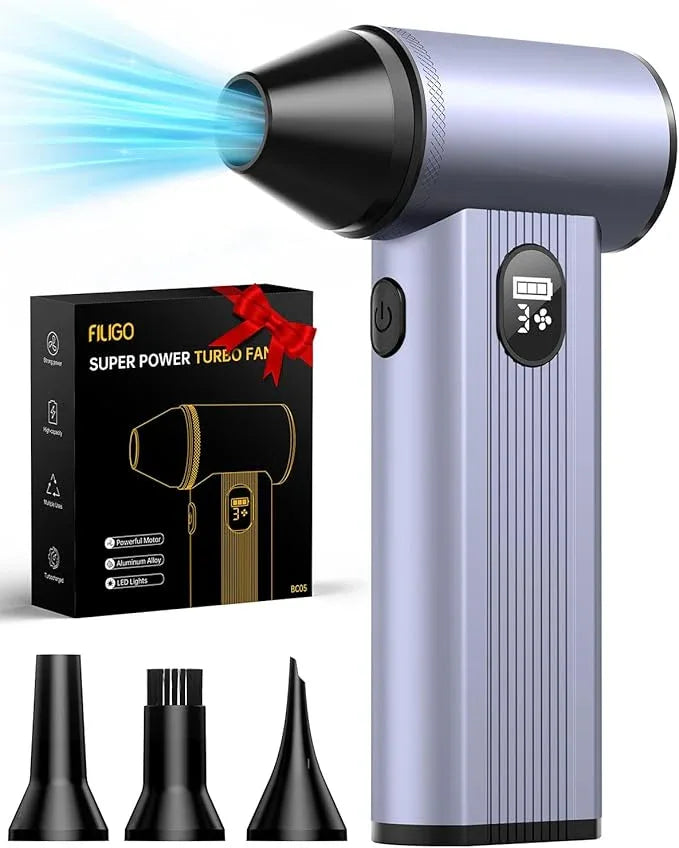 Compressed Air Duster with150,000RPM Brushless Motor, 8000mAh Battery, LED Light, 4-Gear Adjustable Electric Air Blower for Home, Car, Computer, Outdoor - NeatNest