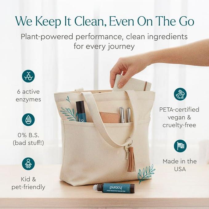 Puracy Stain Remover Pen, Natural Based Travel and Laundry Stain Cleaner for Clothes, Baby Essentials, Kids Stains, Oil and Fabric Spot Cleaner, Unscented (Stain Remover Pen, 0.33 oz, 3 pack) - NeatNest