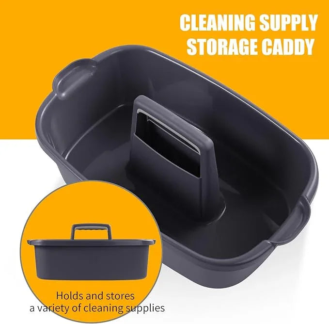 2-Pack Large Gray Cleaning Caddy for Cleaning Supplies with Handle - Portable Plastic Tote Organizer for Shower, Bathroom, Kitchen, Under Sink Storage - NeatNest