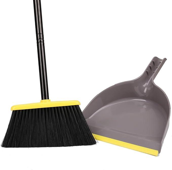 Broom and Dustpan Set,IndoorBroom with Dust pan Combo Set for Home,Angle Kitchen Broom for Floor Sweeping - NeatNest
