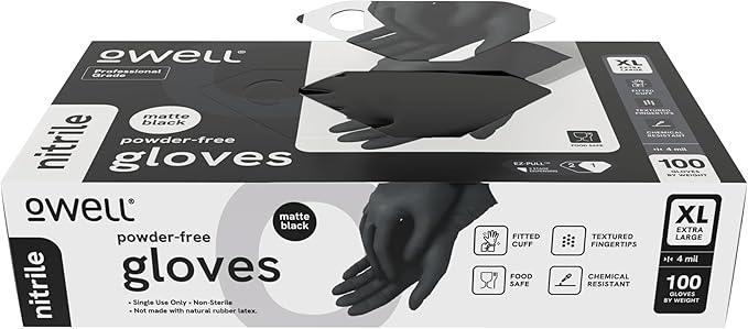 OWELL® Professional Grade Black Disposable Nitrile Gloves – 4 Mil Food Safe, Medical Exam, Powder-Free, Latex-Free Gloves - NeatNest