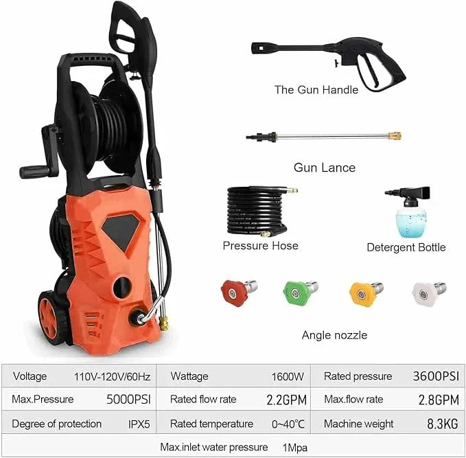 5000PSI Electric Pressure Washer 2025 2.8GPM High Power Washer with 4 Pressure Nozzle and Soap Bottle for Home, Car Washing, Fence Cleaning, Patio (Blue) - NeatNest