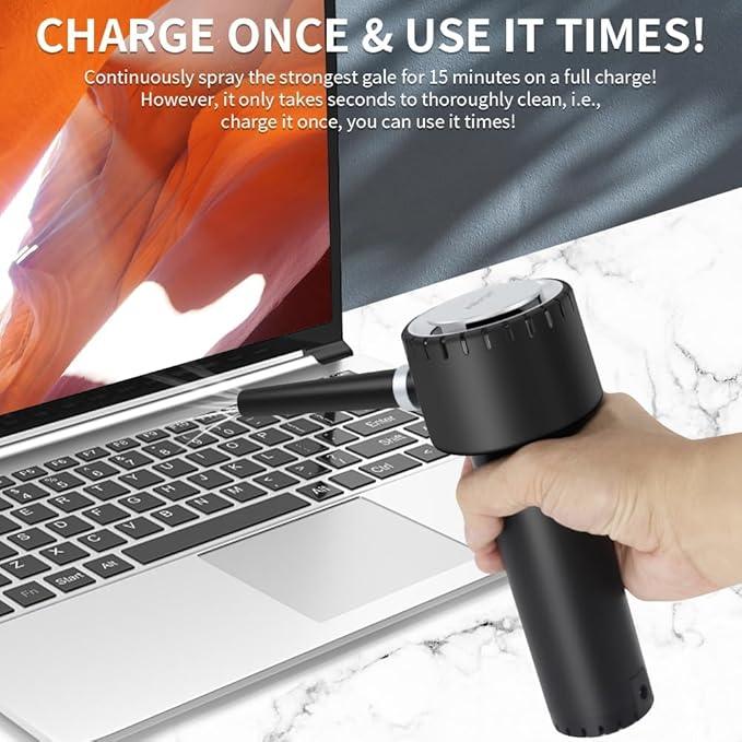 Electric Air Duster, Compressed Air Duster, Portable 45000 RPM Cordless Dust Blower, 6000mAh Battery Air Can Duster, Powerful Computer Keyboard Cleaning Air Spray - NeatNest