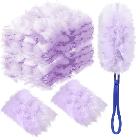 Vesici 100 Pcs Duster Refills Compatible with Swiffer Dusters Bulk Disposable Replacement Thickened with 1 Handle Heavy Duty for Cleaning, Office (Purple) - NeatNest