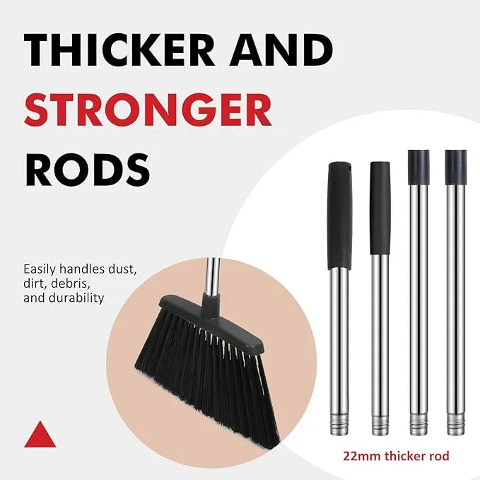 Heavy Duty Broom, 55 Inch Long Handle Outdoor Large Angle Brooms, Commercial Broom for Sweeping Indoor, for Home Garage Kitchen Office Courtyard Lobby Patio Lawn Concrete，Black - NeatNest