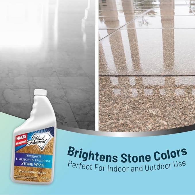 Black Diamond Stoneworks Limestone and Travertine Floor Cleaner: Natural Stone, Marble, Slate, Polished Concrete, honed or tumbled surfaces. Concentrated Ph. Neutral. (1-Quart) - NeatNest