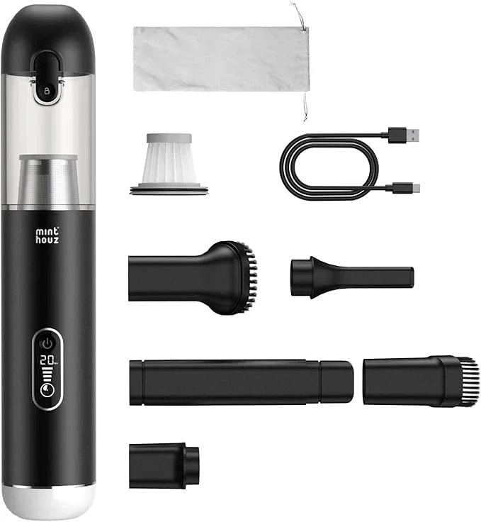 Minthouz Car Vacuum Portable Cordless - 20000PA High Power Handheld Vacuum with LED Display, 2.5H Fast Charging Up to 45 Mins of Runtime, Hand Vac Cordless Rechargeable for Car Home Corner Cabinet - NeatNest