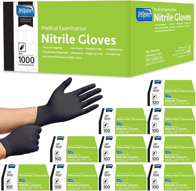 Inspire Black Nitrile Gloves | THE ORIGINAL Quality Black Gloves Disposable Latex Free | 4.5 Cooking - NeatNest