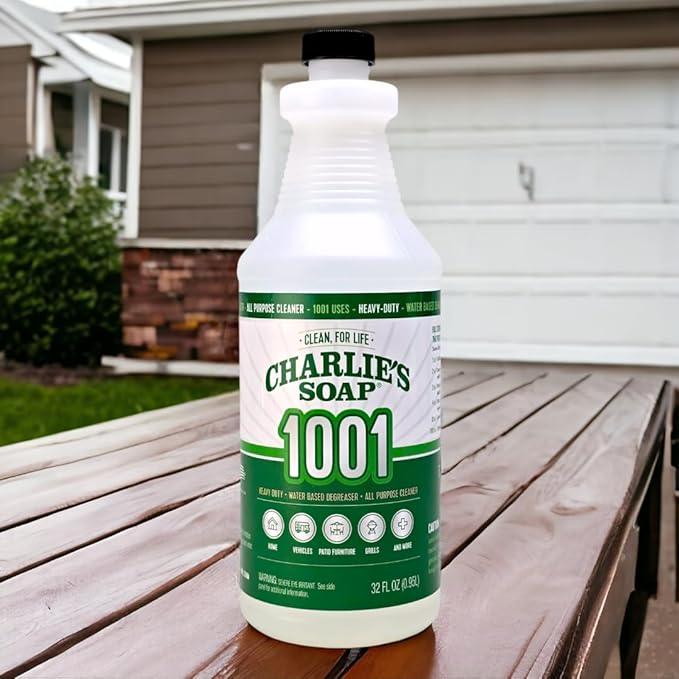 Charlie's Soap 1001 Cleaner - Heavy Duty Biodegradable Concentrated All Purpose Water Based Degreaser (32oz, 1 Pack) - Safe Residential, Commercial, & Janitorial Cleaner - NeatNest