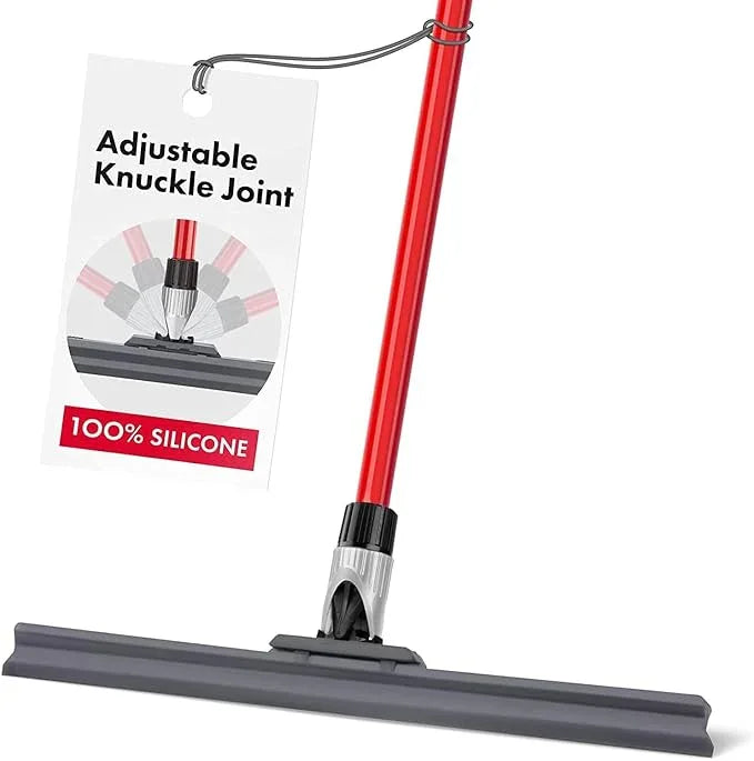 Heavy Duty Floor Squeegee for Concrete and Tile Floor - Silicone Squeegee Broom Floor Scrubber - Large Single Cast Rubber Blade Aluminum Long Handle 360° Swivel Joint - Garage Shower Window Cleaning - NeatNest