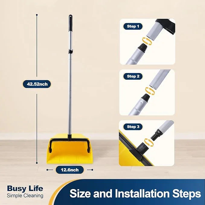 Yocada Commercial Dustpan with Comb Outdoor Indoor for Courtyard Garage Lobby Mall Market Floor Home Kitchen Room Office Pet Hair Rubbish - NeatNest