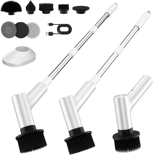Electric Spin Scrubber, Cordless Shower Scrubber with 7 Replacement Brush Heads, IPX5 Waterproof Bathroom Scrubber with Adjustable Handle, 2 Speed Power Cleaning Brush for Cleaning - NeatNest