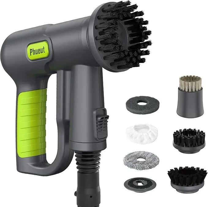 10-in-1 Powerful Electric Spin Scrubber for Steam Cleaner, Shower Scrubber with 2X Higher Cleaning Efficiency, Grill Brush for Home Cleaning with Steam Function(Steam Cleaner Not Included) - NeatNest