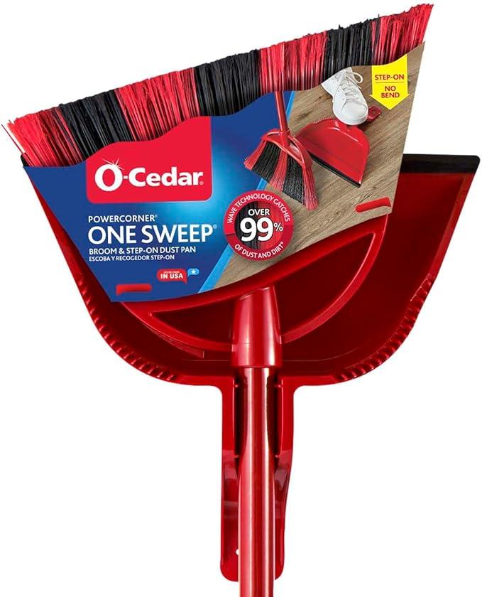 O-Cedar One Sweep Broom with Step-On Dustpan | Remove 99% with One Sweep | Lightweight Quiet Cleaning Tool | Ideal for Pet Owners - NeatNest