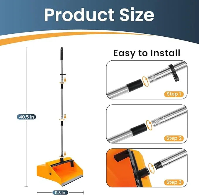 Commercial Broom and Dustpan Set，Long Handle Upright Heavy Duty Dust Pan Outdoor Indoor for Courtyards, Garages, Lobbies, Shopping Malls, Market Floors, Sidewalks, Classroom Floor Cleaning - NeatNest