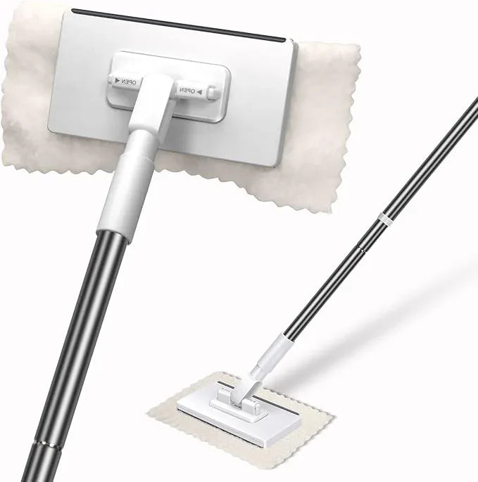Mini Sweeper Mop,Masthome Reusable Clamp Mop with Short Stainless Steel Handle,1 Second Installation,Flat Dust Mops for House Wall,Bathroom, Windows, Corners, Includes 1 Sweeping Cloth - NeatNest