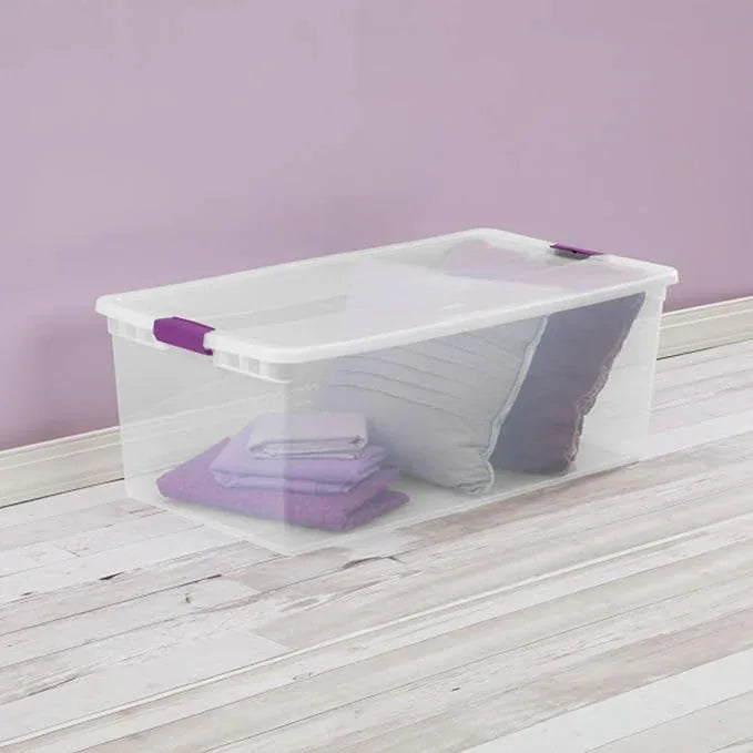 Sterilite 8-Pack 110 Quart ClearView Latch Box, Stackable Organizer Bins with Latching Lids - Clear Plastic Organization Containers for Closet, Bedroom, Shelving Units and Everyday Home Storage - NeatNest