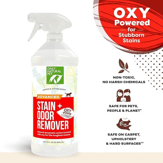 Only Natural Pet Advanced Dog Stain + Odor Remover with Oxy, All-Natural Professional Strength Enzymatic Cleaner - Pet Stain and Urine Odor Remover- 32 Fl Oz - NeatNest