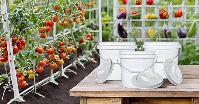 House Naturals 2 Gallon Bucket with Screw on Lid - Pack of 3 Made in USA Containers (White Buckets with White Lids) - NeatNest