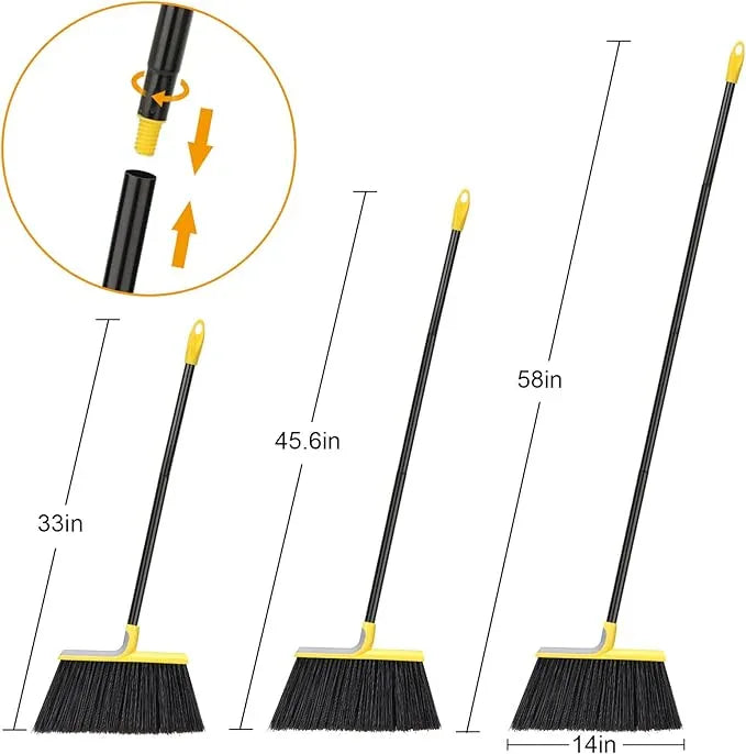 4 Packs Outdoor Broom for Floor Cleaning with 58" Long Handle, Heavy-Duty Commercial Brooms for Sweeping Indoor Outdoor Courtyard Restaurant Garage Patio Decks Mall Market Kitchen Office Lobby Shop - NeatNest