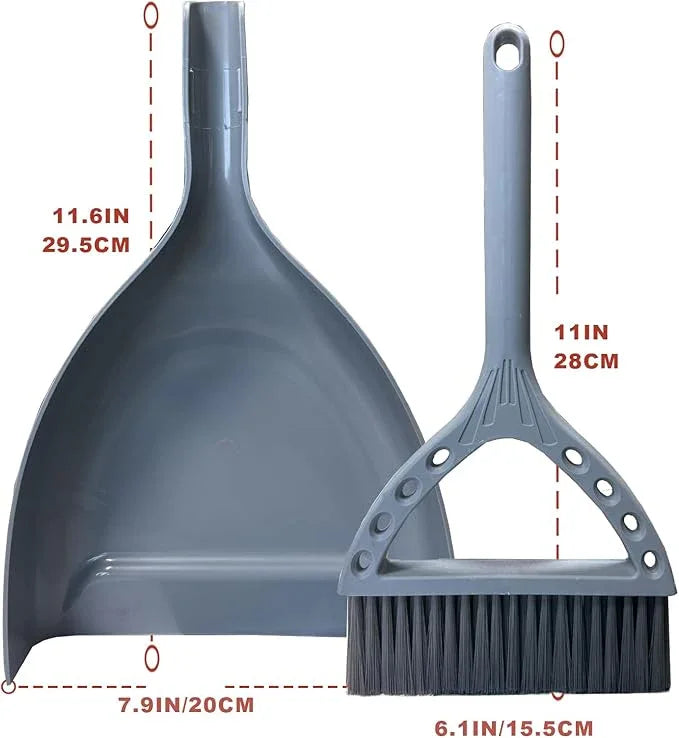 Mini Broom and Dustpan Set Small Dust pan and Brush Set Perfect for Desk Office Camping Dorm RV Essentials (Blue Gray) - NeatNest