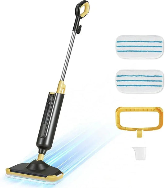 Sweetcrispy Steam Mop for Floor Cleaning,Lightweight Floor Steamer Cleaner for Hardwood/Tile/Laminate Floors Carpet, 2 Washable Pad, Black and Yellow - NeatNest