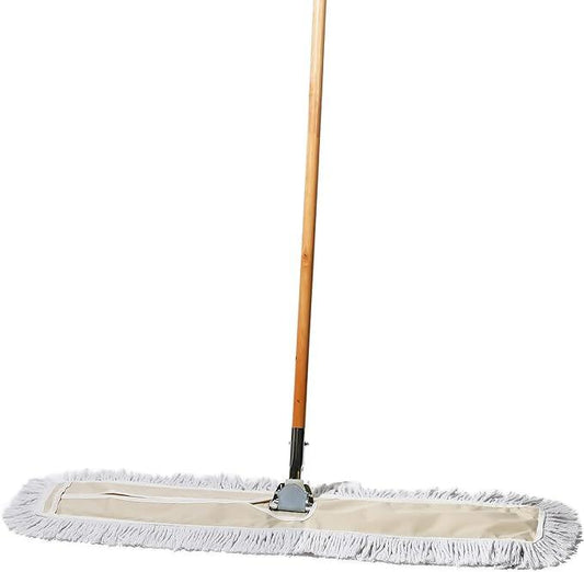 Commercial Dust Mop & Floor Sweeper, 36 in. Dust Mop for Hardwood Floors, Cotton Mop Head, Wooden Broom Handle, Industrial Dry Mop for Floor Cleaning & Janitorial Supplies - NeatNest