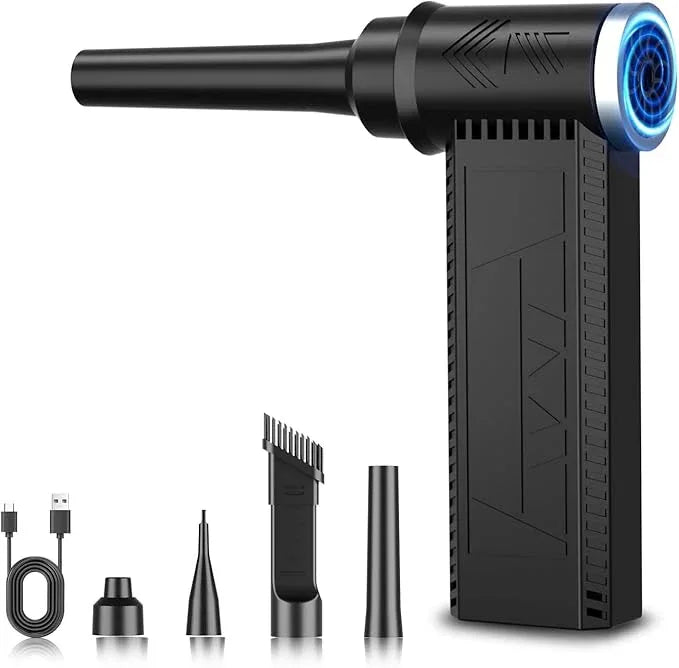 Cordless Electric Air Duster: 120,000 RPM High-Speed 4-Speed Adjustable Blower, Rechargeable Battery-Powered Dust Cleaner for PC Keyboards, Electronics, Cars & Outdoor Use (deep Black) - NeatNest