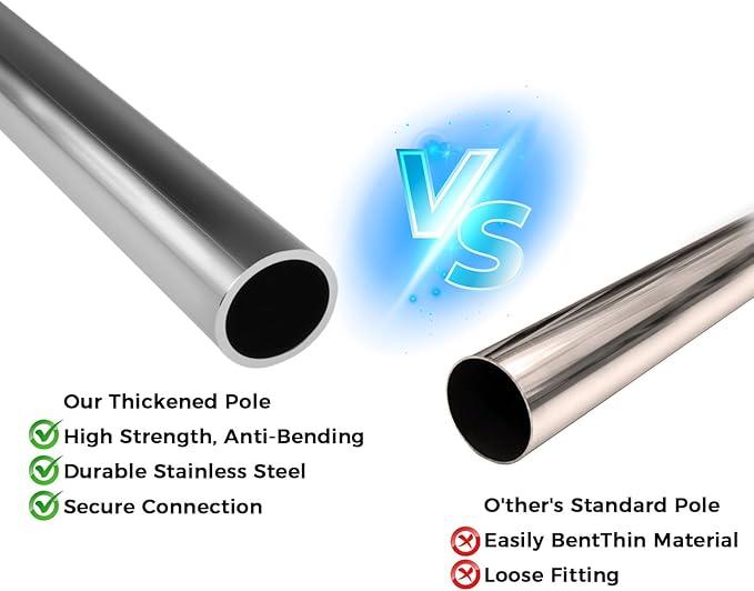 10ft Squeegee for Window Cleaning, Window Washing Kit with Extension Pole, Window Squeegee for Home, Window Cleaning Kit with 2 Brush Covers, Window Cleaner Tool for Indoor Outdoor High Windows Glass - NeatNest