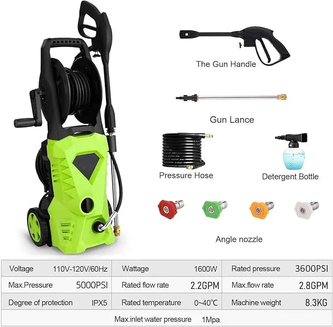 5000PSI Electric Pressure Washer 2025 2.8GPM High Power Washer with 4 Pressure Nozzle and Soap Bottle for Home, Car Washing, Fence Cleaning, Patio (Blue) - NeatNest