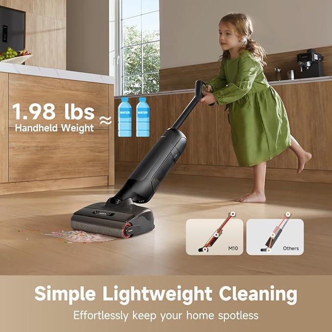 MOVA M10 Cordless Wet Dry Vacuum Cleaner 180° Lie-Flat Smart Vacuum Mop All in One for Hard Floor, 167°F Flashdry Self-Cleaning, Zero inch Dual-Edge Cleaning, 18000Pa Suction, Zero-Tangle for Pet Hair - NeatNest