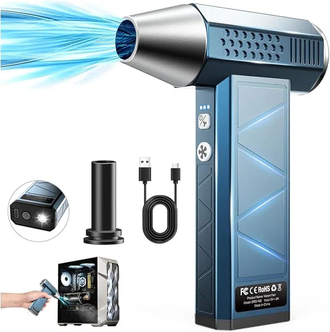 Compressed Air Duster, 380000RPM Powerful Electric Air Duster with LED Light, 4-Gear Rechargeable Mini Blower with Brushless Motor, Jet Dry Blower for Computer, Keyboard, Home, Car, Outdoor - NeatNest