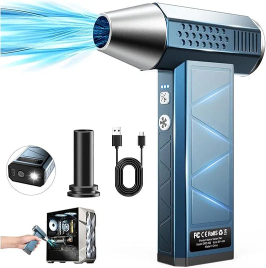 Compressed Air Duster, 380000RPM Powerful Electric Air Duster with LED Light, 4-Gear Rechargeable Mini Blower with Brushless Motor, Jet Dry Blower for Computer, Keyboard, Home, Car, Outdoor - NeatNest