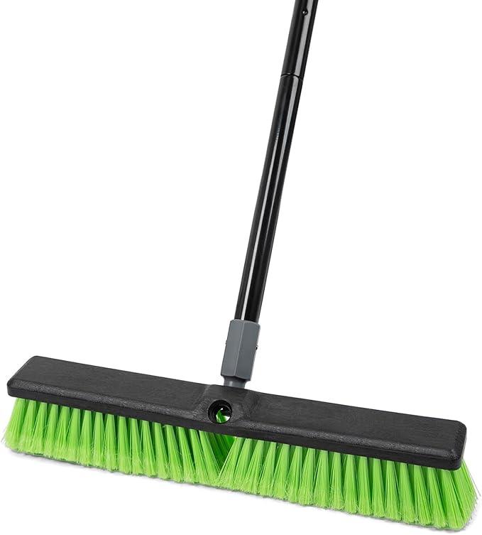 18” Indoor Shop and Garage Push Boom with Soft Bristles, Heavy Duty Brush Broom with 59” Long Handle for Commercial & Residental Floor Cleaning Sweeping - NeatNest
