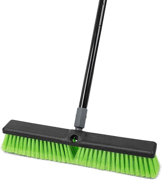 18” Indoor Shop and Garage Push Boom with Soft Bristles, Heavy Duty Brush Broom with 59” Long Handle for Commercial & Residental Floor Cleaning Sweeping - NeatNest
