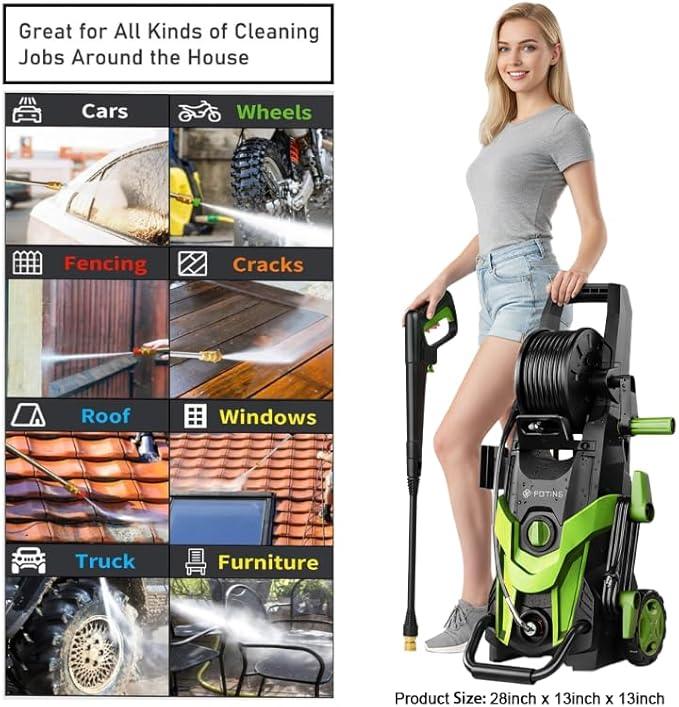 2025New Pressure Power Washer with 4 Quick Connect Nozzles, Inlet Hose & Filter, Foam Cannon for Cars/Fences/Driveways/Patios/Home Cleaning 4500PSI - NeatNest