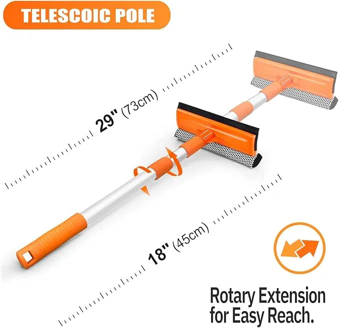 Squeegee for Window | 2-in-1 Window Cleaner Sponge and Soft Rubber Strip with Telescopic Extension Pole 18”-29” | Window Washer for Shower, Car Windshield, Mirror, Glass Cleaning - NeatNest