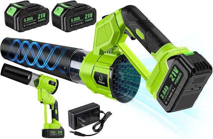 Cordless Leaf Blower,Rechargeable Leaf Blower,21V Cordless Electric Blower with 2 Batteries & Charger,4 Speed Modes, Rotable Handle Design, for Patio Cleaning,Yard, Blowing Leaves,Dust or Snow - NeatNest